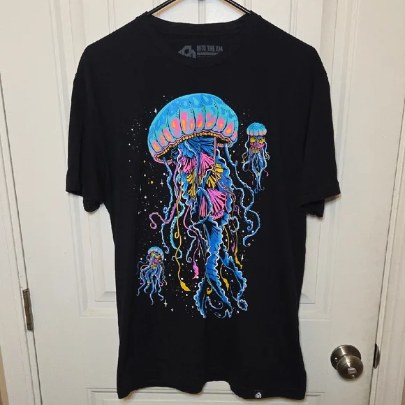 Neon Jellyfish Black T-Shirt - Picture 1 of 5